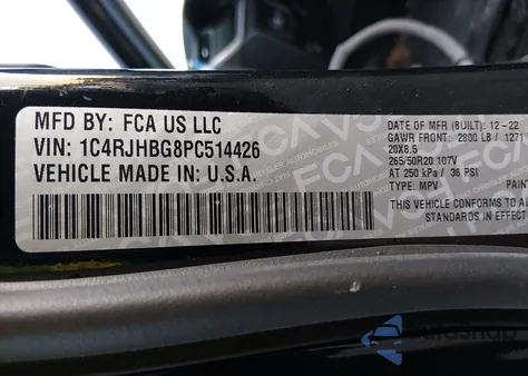 2023 Jeep Grand Cherokee Limited 4X4 z USA, uszkodzony, nr VIN 1C4RJHBG8PC514426